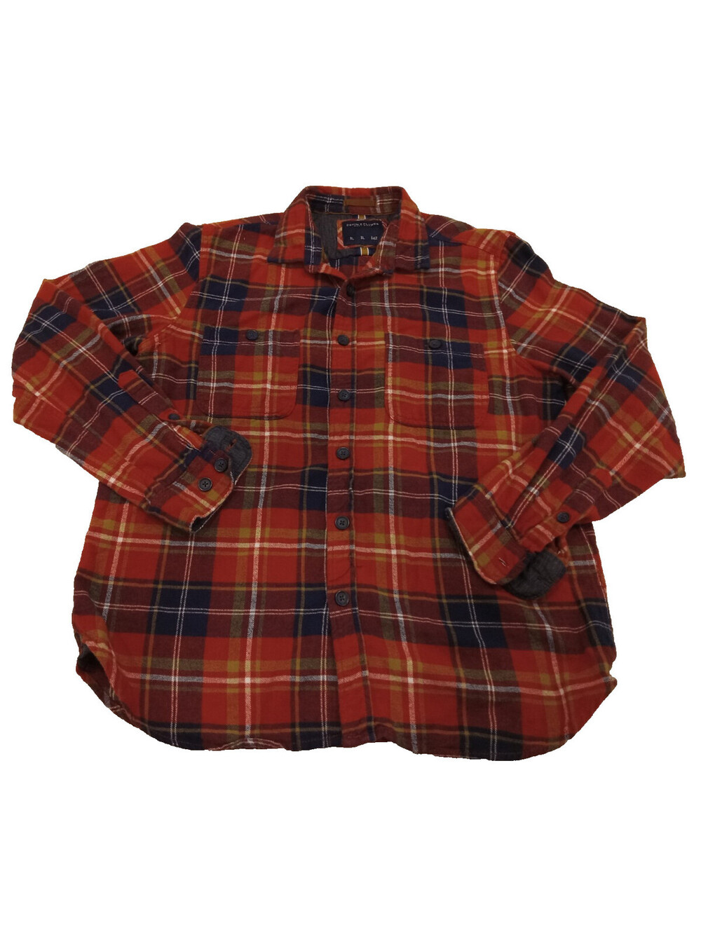Denim & Flower Ricky Singh Shirt Mens Large Red Blue Yellow Plaid Flannel L